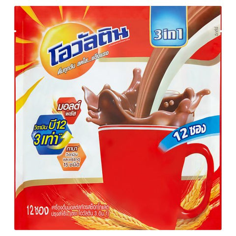 โอวัลติน 3in 1 เครื่องดื่มมอลต์สกัด รสช็อกโกแลตปรุงสำเร็จ 29 กรัม x 12 ซอง **1 แพ็ค **