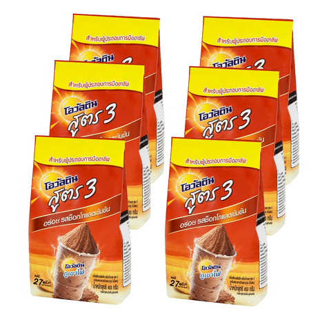 โอวัลติน เครื่องดื่มมอลต์สกัด รสช็อกโกแลต สูตร 3 (450กรัม) **6 ถุง**