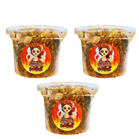 แซ่บมงลง น้ำพริกกากหมู แม่นันท์ 3 กระปุก 60 กรัม/กระปุก
