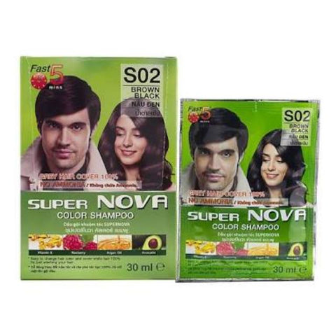 SuperNova Color Shampoo แชมพูปิดผมขาว สีน้ำตาลเข้ม ขนาด30ml