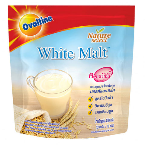 Ovaltine โอวัลตินเนเจอร์ซีเล็คท์ไวท์มอลต์ผสมนมปรุงสำเร็จสูตรไขมันต่ำ (33กรัม x13ซอง) **1 แพ็ค**