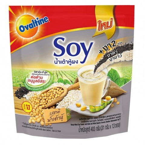 Ovaltine Soy โอวัลติน ซอยย์ น้ำเต้าหู้ผงชงร้อน สูตรผสมงาดำงาขาว (31กรัม/13ซองx1 แพ็ค)
