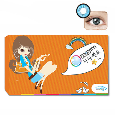 คอนแทคเลนส์ MAXIM รายเดือน กล่องส้ม สีฟ้า Baby Blue 0.0ถึง-9.00
