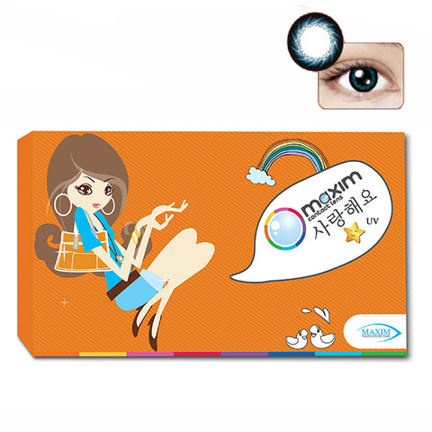 คอนแทคเลนส์ MAXIM รายเดือน กล่องส้ม สีดำประกายฟ้า Big Blue 0.0ถึง-6.00