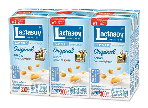 LACTASOY นมถั่วเหลืองแลคตาซอย รสหวาน 300 ml. 1 แพค/ 6 กล่อง