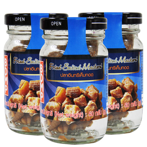 ปลาเค็มอินทรีหั่นเต๋า ขนาด 50 กรัม x 3 ขวด