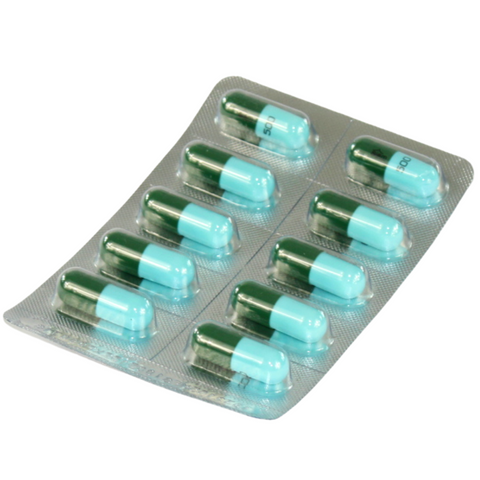 ยาแก้อักเสบ I (amoxicillin 500mg.) เขียว ฟ้า (1 แผง/10เม็ด)